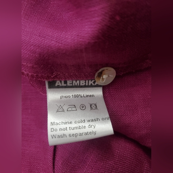 Alembika Linen Color Block Top Size S Small Citron And Purple - Picture 8 of 9